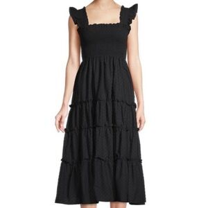 CAARA Maxi Ruffle Sleeve Black NEW Dress